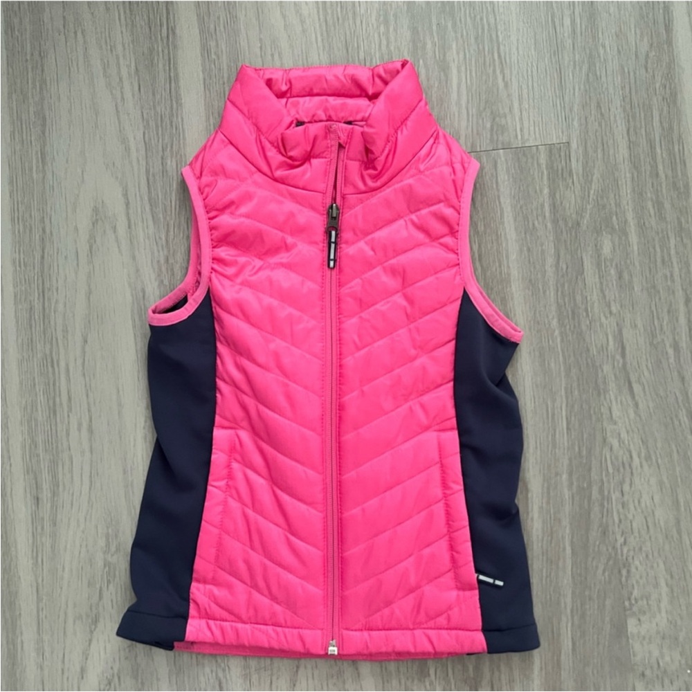 Columbia Girls Pink Black Quilted Puffer Vest Size 6 6X XS